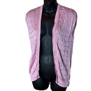 Ralph Lauren black label pink open front cardigan 100% silk knit braided xs